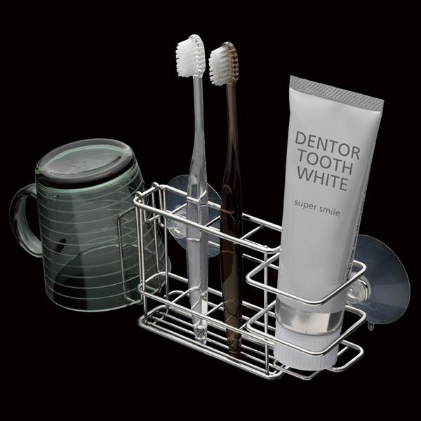 ステンレス歯ブラシホルダースリム吸盤 2個セット 送料無料 即日発送-3