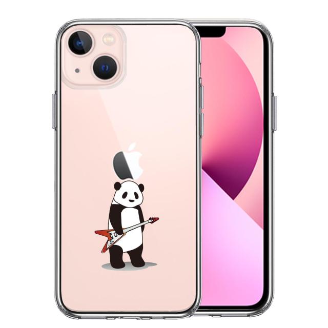 iPhone13 ケース クリアエレキギター パンダ スマホケース 側面ソフト 背面ハード ハイブリッド 送料無料-0