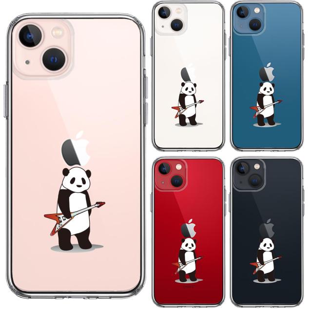 iPhone13 ケース クリアエレキギター パンダ スマホケース 側面ソフト 背面ハード ハイブリッド 送料無料-1