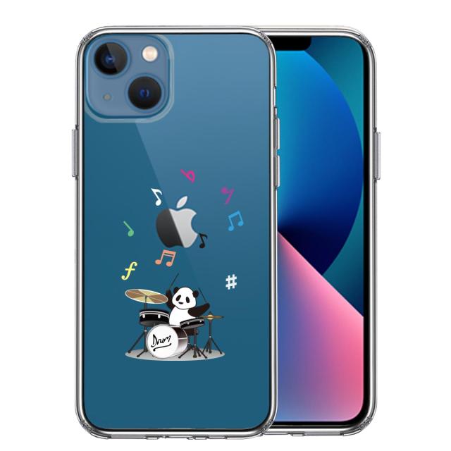 iPhone13 ケース クリアドラム パンダ 音符 スマホケース 側面ソフト 背面ハード ハイブリッド 送料無料-0
