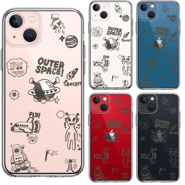iPhone13 ケース クリアUFO 宇宙人 スマホケース 側面ソフト 背面ハード ハイブリッド 送料無料-1