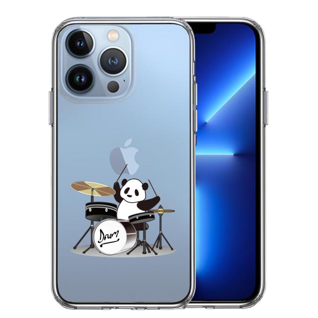 iPhone13Pro ケース クリアドラム パンダ スマホケース 側面ソフト 背面ハード ハイブリッド 送料無料-0