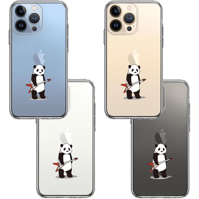 iPhone13Pro ケース クリアエレキギター パンダ スマホケース 側面ソフト 背面ハード ハイブリッド 送料無料-1