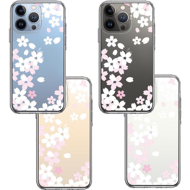iPhone13Pro ケース クリア桜 ホワイト スマホケース 側面ソフト 背面ハード ハイブリッド 送料無料-1