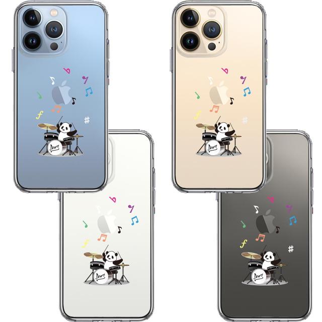 iPhone13Pro ケース クリアドラム パンダ 音符 スマホケース 側面ソフト 背面ハード ハイブリッド 送料無料-1