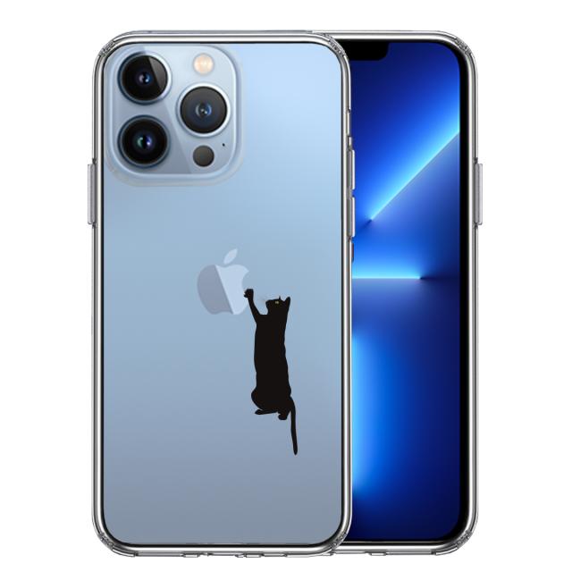 iPhone13Pro ケース クリア猫 にゃんこ 玉遊び ブラック スマホケース 側面ソフト 背面ハード ハイブリッド 送料無料-0