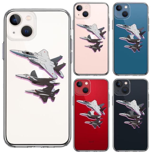 iPhone13mini ケース クリア戦闘機 F-15J 編隊飛行 ブレイク スマホケース 側面ソフト 背面ハード ハイブリッド 送料無料-1