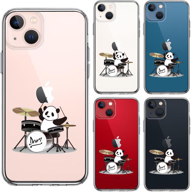 iPhone13mini ケース クリアドラム パンダ スマホケース 側面ソフト 背面ハード ハイブリッド 送料無料-1