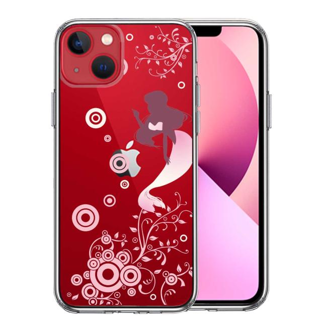iPhone13mini ケース クリアマーメイド 人魚姫 ピンク スマホケース 側面ソフト 背面ハード ハイブリッド 送料無料-0