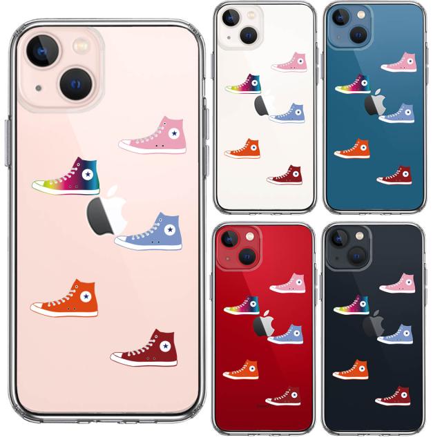iPhone13mini ケース クリアシェル スニーカー スマホケース 側面ソフト 背面ハード ハイブリッド 送料無料-1