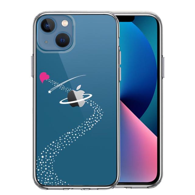 iPhone13mini ケース クリア天の川 ハート スマホケース 側面ソフト 背面ハード ハイブリッド 送料無料-0
