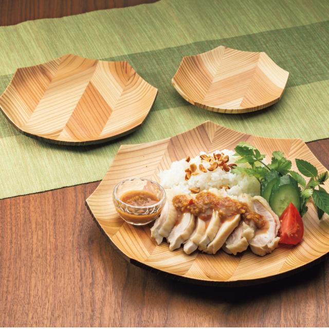 和食器 杉 矢羽材八角皿 小 2セット 送料無料-1