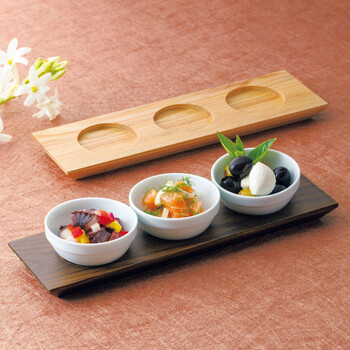 頃入荷予定 和食器 タモ 三ツ穴プレート クリアー ブラウン 3セット 送料無料-4