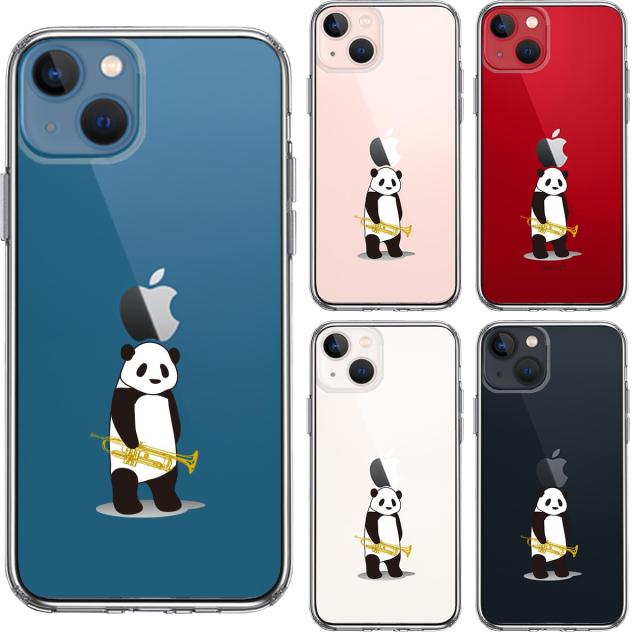 iPhone13 ケース クリアトランペット パンダ スマホケース 側面ソフト 背面ハード ハイブリッド 送料無料-1