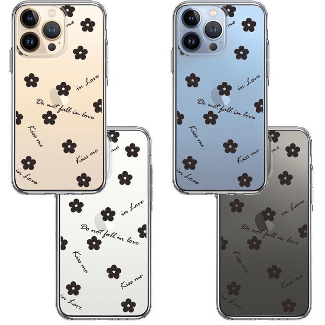 iPhone13Pro ケース クリアフラワー ブラック スマホケース 側面ソフト 背面ハード ハイブリッド 送料無料-1