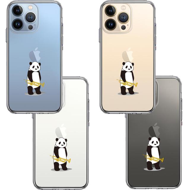 iPhone13Pro ケース クリアトランペット パンダ スマホケース 側面ソフト 背面ハード ハイブリッド 送料無料-1