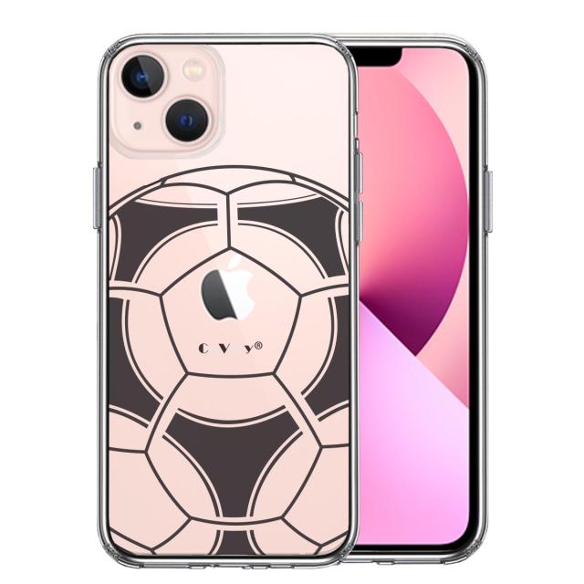 iPhone13mini ケース クリアサッカーボール I Love Soccer スマホケース 側面ソフト 背面ハード ハイブリッド 送料無料-0
