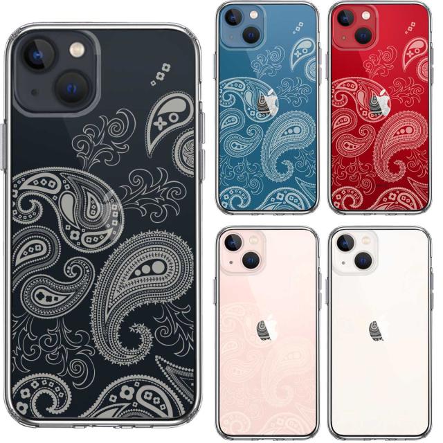 iPhone13mini ケース クリアペイズリー 柄 ライトイエロー スマホケース 側面ソフト 背面ハード ハイブリッド 送料無料-1