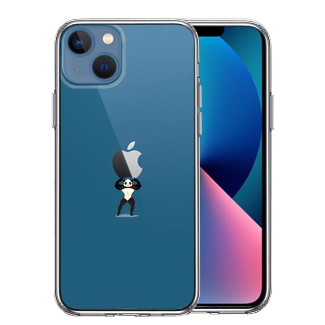 iPhone13 ケース クリアパンダ 重量挙げ まっちょ 感 スマホケース 側面ソフト 背面ハード ハイブリッド 送料無料-0