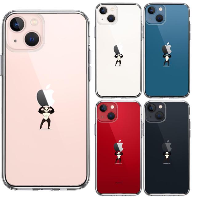 iPhone13 ケース クリアパンダ 重量挙げ まっちょ 感 スマホケース 側面ソフト 背面ハード ハイブリッド 送料無料-1