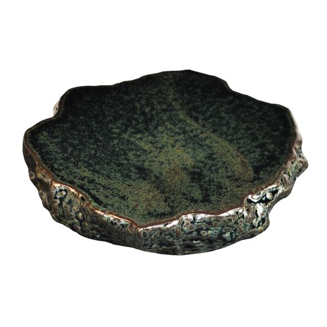 和食器 岩石プレート 黒 ゆず白 白 青 美濃焼 送料無料-3