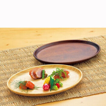 和食器 木製カフェトレイ オーバル ナチュラル　ブラウン 送料無料-2