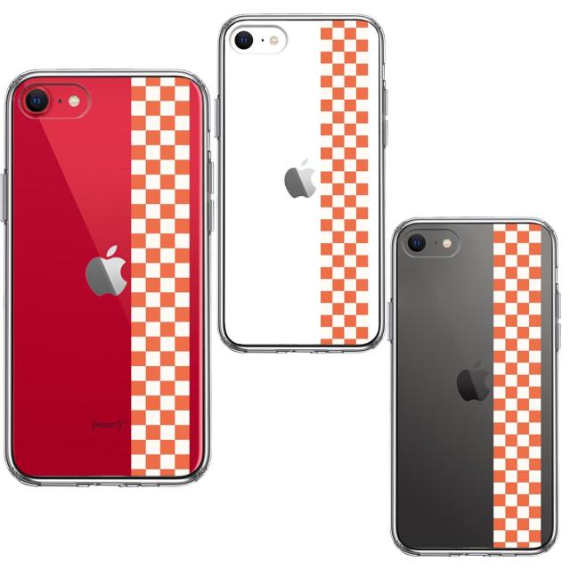 iPhoneSE ケース 第3世代 第2世代 クリア 和柄 帯 市松 茶 極薄黄 スマホケース 側面ソフト 背面ハード ハイブリッド 送料無料-1