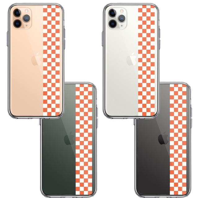 iPhone11pro ケース クリア 和柄 帯 市松 茶 極薄黄 スマホケース 側面ソフト 背面ハード ハイブリッド 送料無料-1