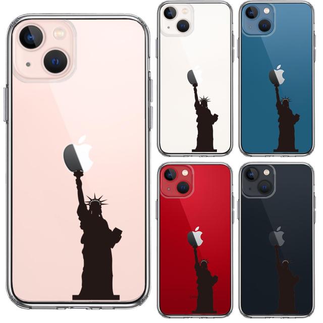 iPhone13mini ケース クリア自由の女神 スマホケース 側面ソフト 背面ハード ハイブリッド 送料無料-1