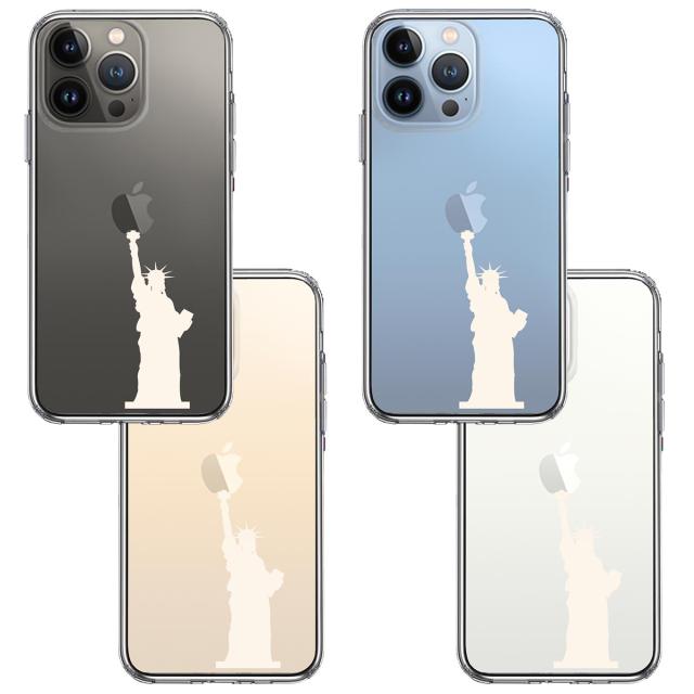 iPhone13Pro ケース クリア自由の女神 ホワイト スマホケース 側面ソフト 背面ハード ハイブリッド 送料無料-1