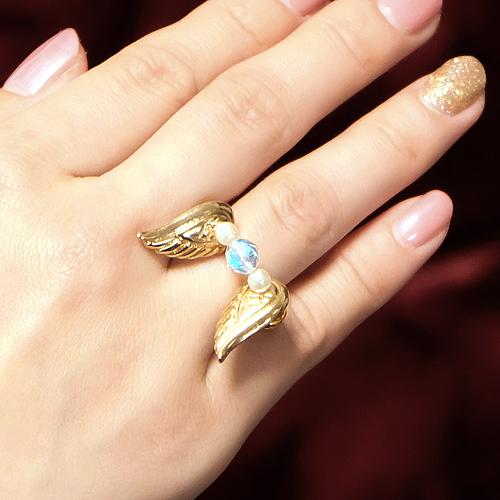 ハッピー天使の羽リング ハッピー 幸運カード付き 送料無料-1