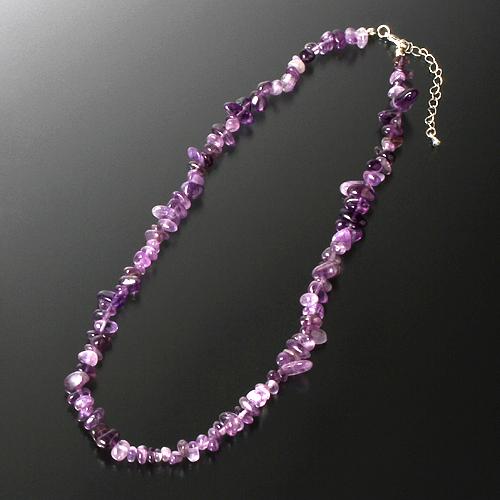 アメジストさざれ ファンシーネックレス ハッピー 幸運カード付き 送料無料-2