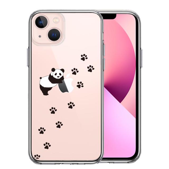 iPhone13mini ケース クリアパンダ フットプリント スマホケース 側面ソフト 背面ハード ハイブリッド 送料無料-0