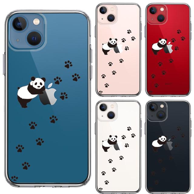 iPhone13mini ケース クリアパンダ フットプリント スマホケース 側面ソフト 背面ハード ハイブリッド 送料無料-1