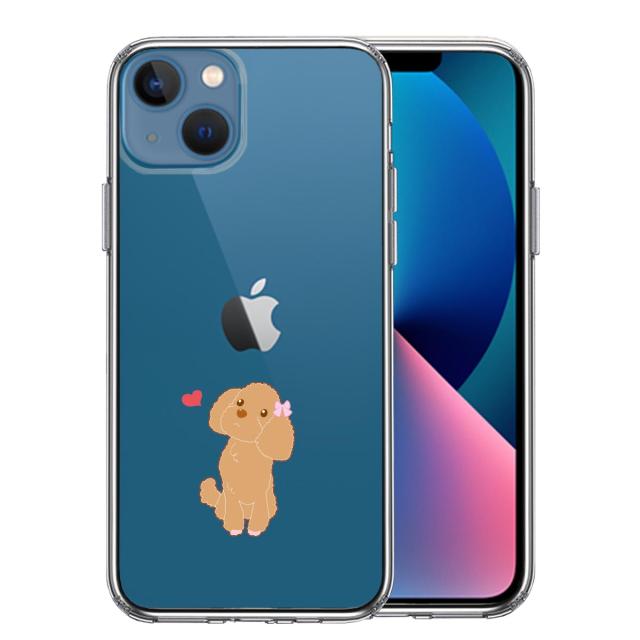 iPhone13mini ケース クリアプードル ハート スマホケース 側面ソフト 背面ハード ハイブリッド 送料無料-0
