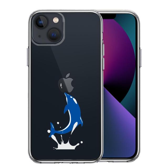 iPhone13mini ケース クリアドルフィン イルカ スマホケース 側面ソフト 背面ハード ハイブリッド 送料無料-0