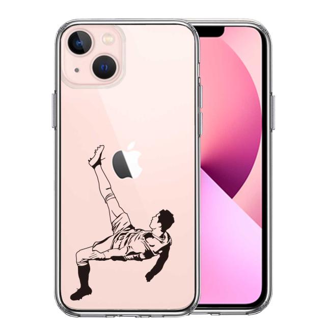 iPhone13mini ケース クリアサッカー オーバーヘッドキック スマホケース 側面ソフト 背面ハード ハイブリッド 送料無料-0