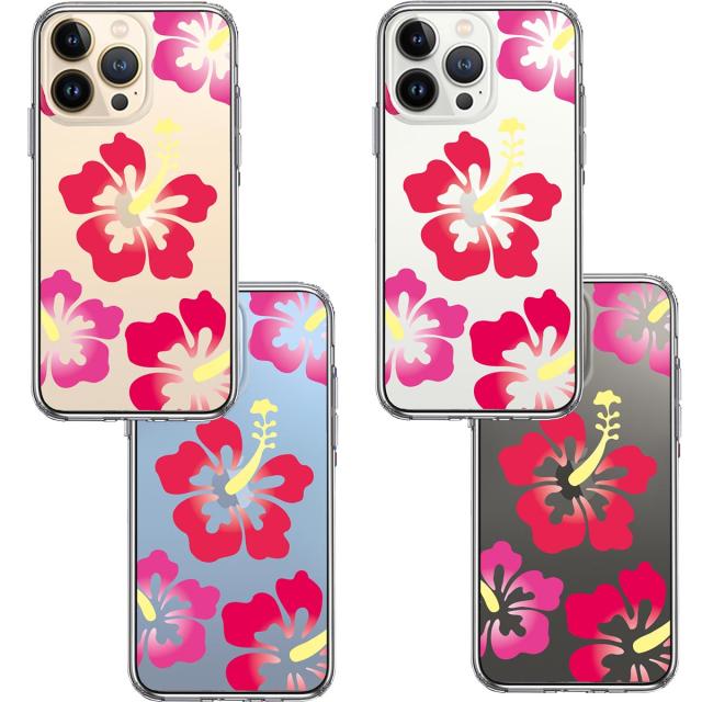 iPhone13Pro ケース クリアハイビスカス レッド スマホケース 側面ソフト 背面ハード ハイブリッド 送料無料-1