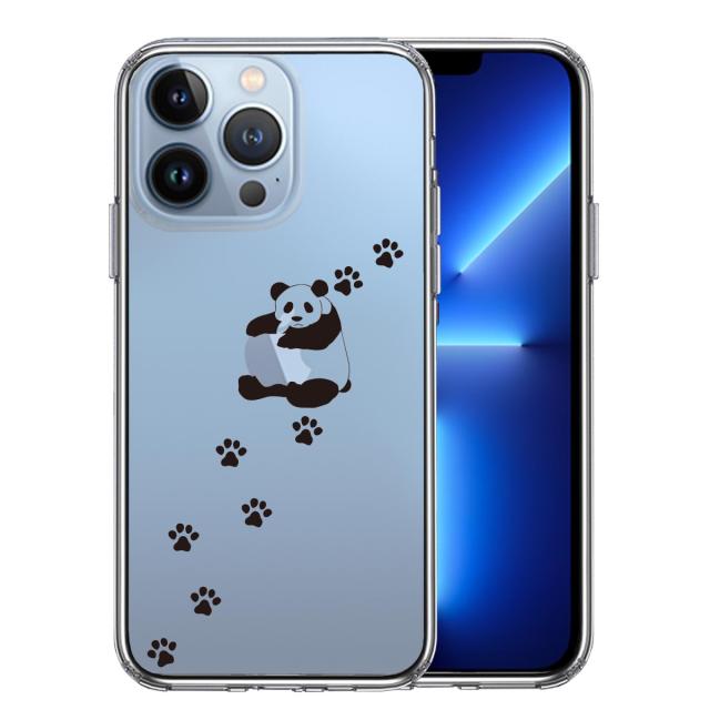 iPhone13Pro ケース クリアパンダ リンゴ大好き スマホケース 側面ソフト 背面ハード ハイブリッド 送料無料-0