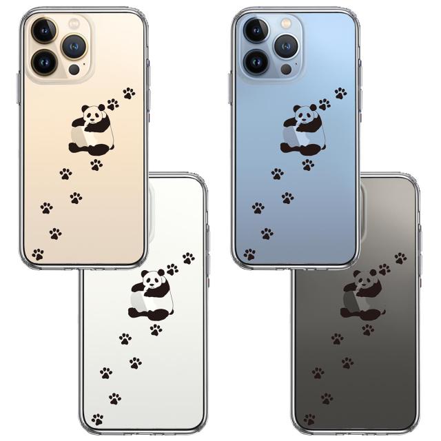 iPhone13Pro ケース クリアパンダ リンゴ大好き スマホケース 側面ソフト 背面ハード ハイブリッド 送料無料-1