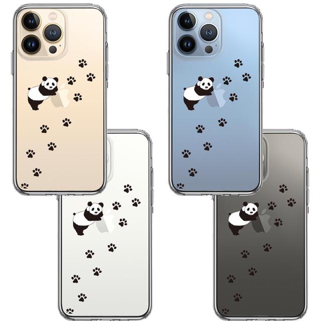 iPhone13Pro ケース クリアパンダ フットプリント スマホケース 側面ソフト 背面ハード ハイブリッド 送料無料-1
