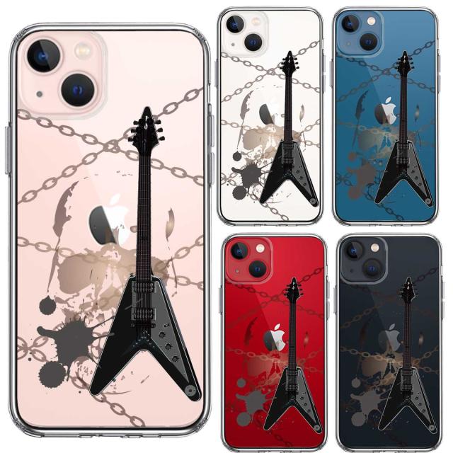 iPhone13mini ケース クリアエレキギター スカル スマホケース 側面ソフト 背面ハード ハイブリッド 送料無料-1