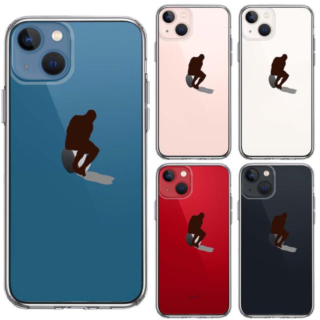 iPhone13 ケース クリアりんご で 考える人 スマホケース 側面ソフト 背面ハード ハイブリッド 送料無料-1