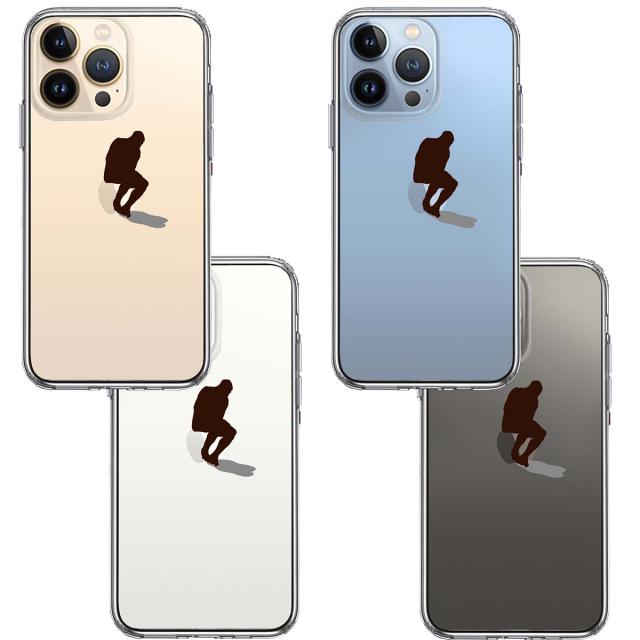 iPhone13Pro ケース クリアりんご で 考える人 スマホケース 側面ソフト 背面ハード ハイブリッド 送料無料-1