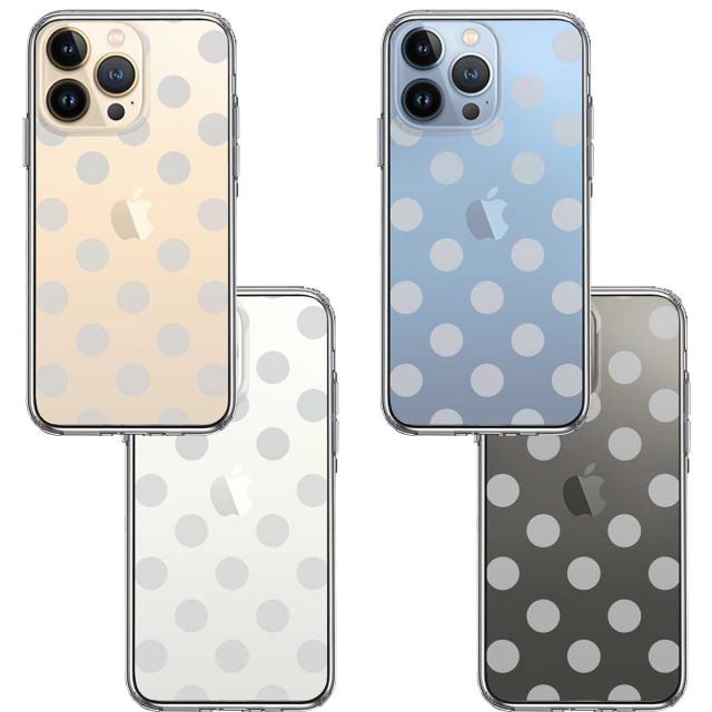 iPhone13Pro ケース クリア水玉 ブルーグレー スマホケース 側面ソフト 背面ハード ハイブリッド 送料無料-1