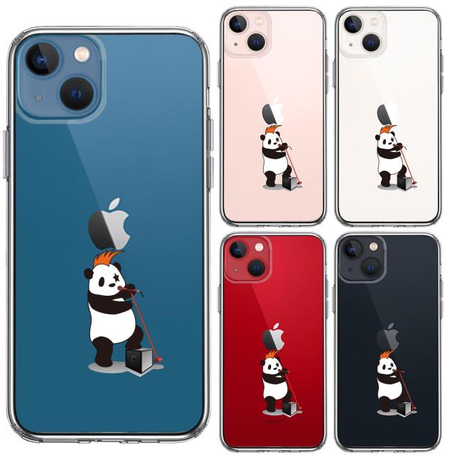 iPhone13mini ケース クリアパンダ ボーカル スタンドマイク スマホケース 側面ソフト 背面ハード ハイブリッド 送料無料-1