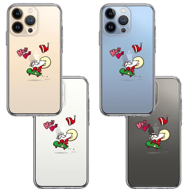 iPhone13Pro ケース クリアトナカイ スケートボード サンタ スマホケース 側面ソフト 背面ハード ハイブリッド 送料無料-1