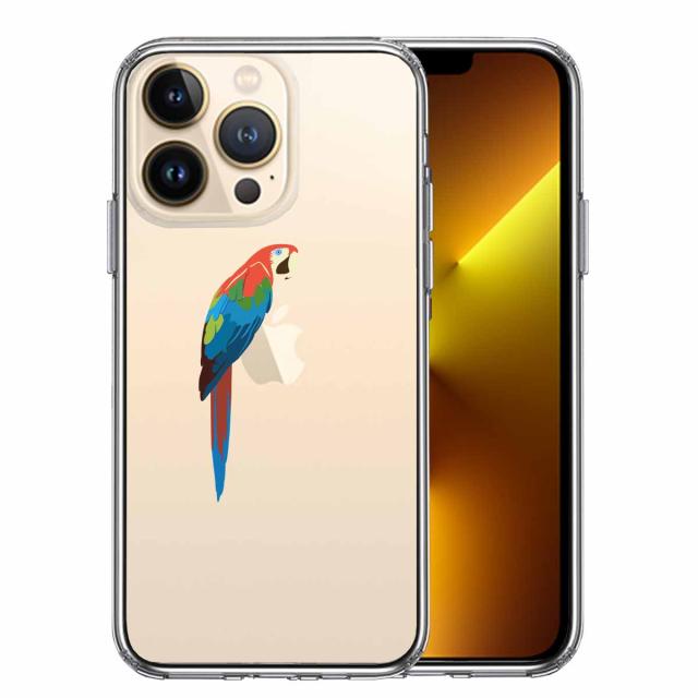 iPhone13Pro ケース クリアアカコンゴウ インコ スマホケース 側面ソフト 背面ハード ハイブリッド 送料無料-0
