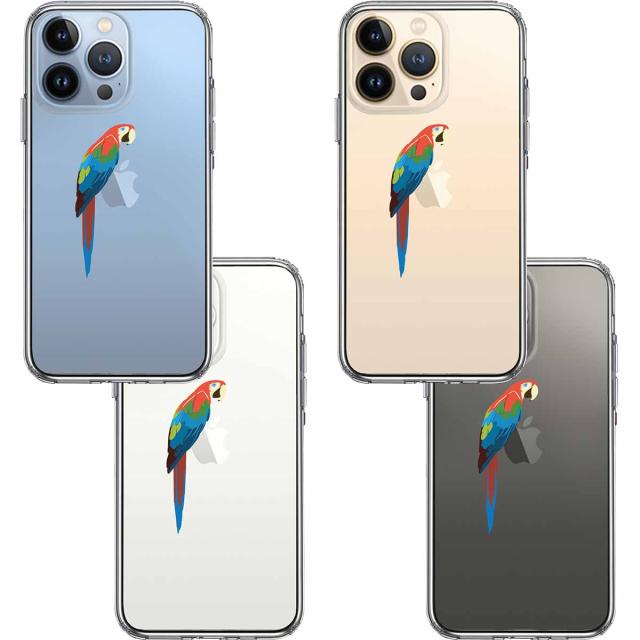 iPhone13Pro ケース クリアアカコンゴウ インコ スマホケース 側面ソフト 背面ハード ハイブリッド 送料無料-1