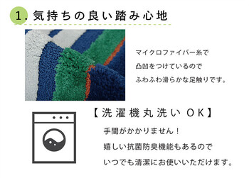 キッチンマット ネイビー約45×240cm マイクロファイバー 洗える マイクロボーダー 送料無料-1